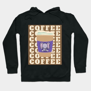 Elephant coffee and coffee text on brown background Hoodie